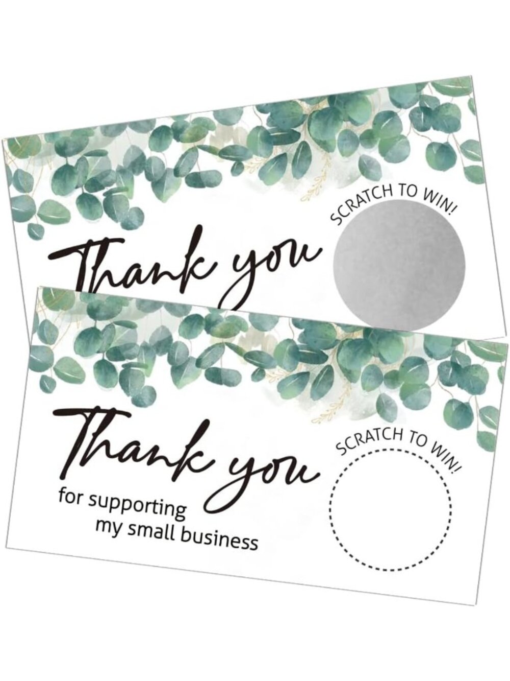 50 Blank Eucalyptus Scratch Off Game Cards | Greenery Raffle Tickets & Thank You